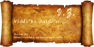 Vidéki Zalán névjegykártya